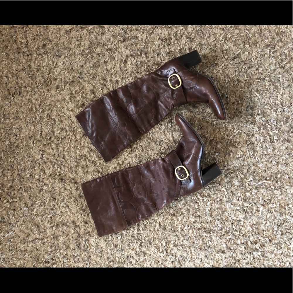 Leather coach boots